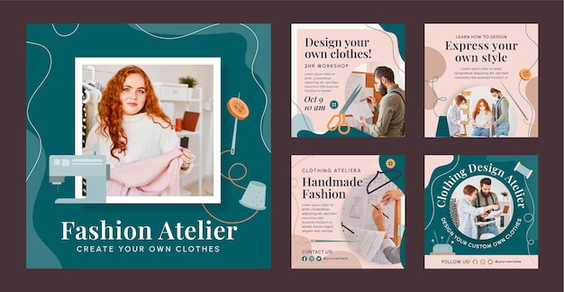 Post instagram dell'atelier di moda minimale