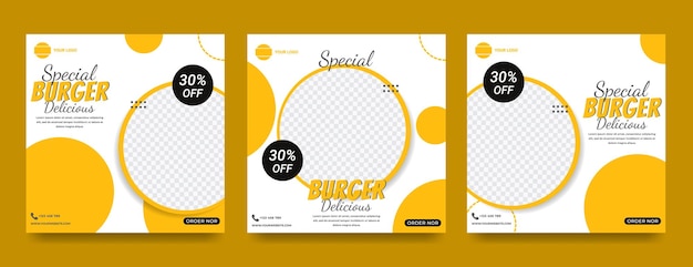 Post modello modificabile per annuncio sui social media Banner Web per il design della promozione con colore giallo e nero