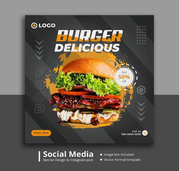 Post sui social media di deliziosi hamburger