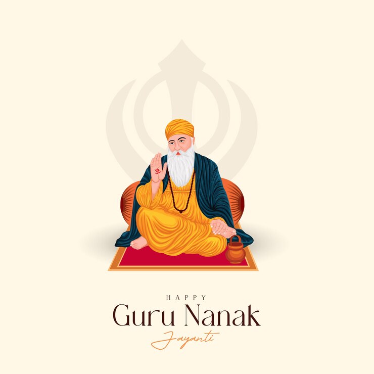 Vettore post sui social media di guru nanak jayanti