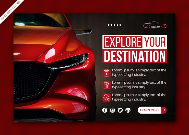 Vettore post sui social media di instagram per la promozione del noleggio auto o modello di banner
