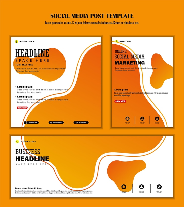 Vettore post sui social media di sfondo bianco giallo e arancione