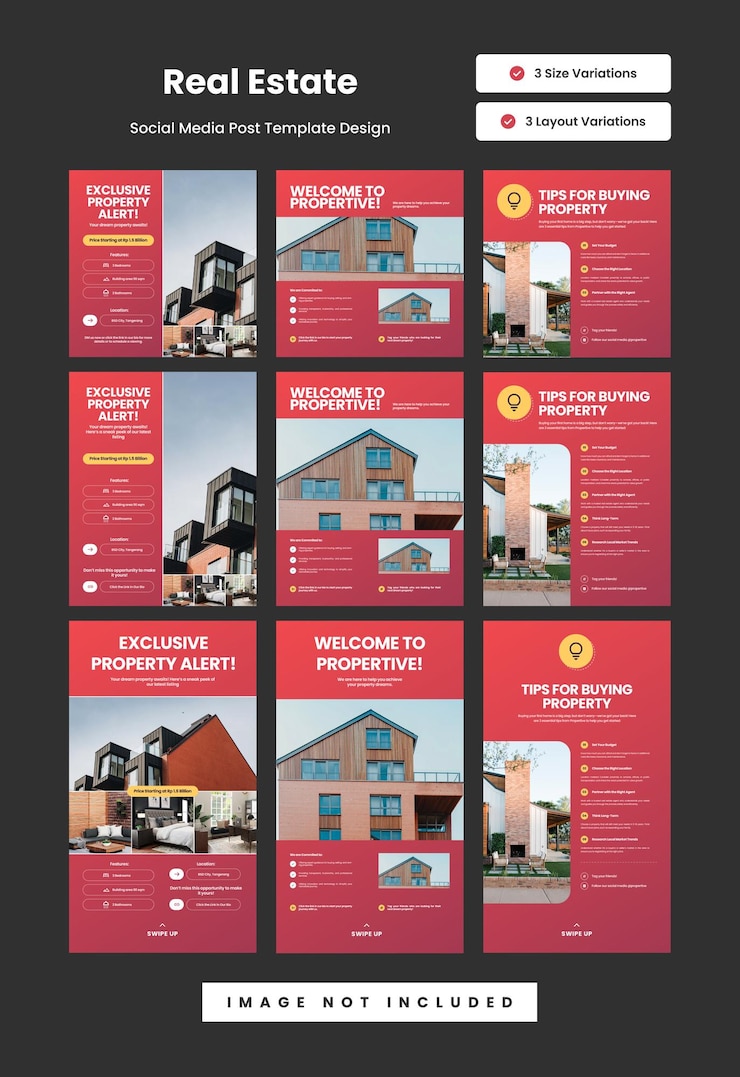 Vettore post sui social media immobiliari per le proprietà immobiliari v1