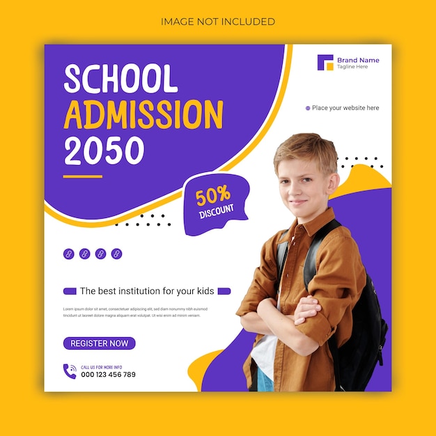 Post sui social media o modello di banner web per l'ammissione scolastica