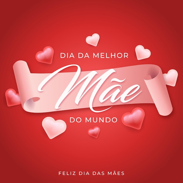 Posta Dia das Maes com coracoes 3D