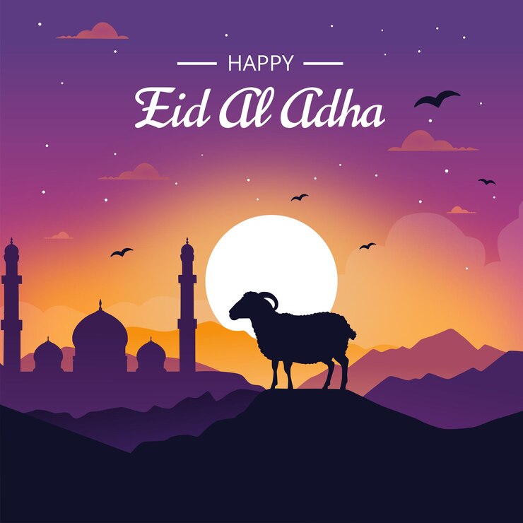 Poster a sfondo vettoriale a colori per la celebrazione dell'Eid al-Adha