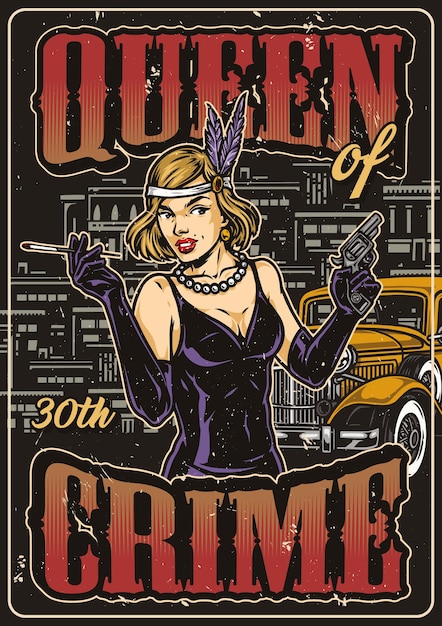 Poster colorato della regina del crimine