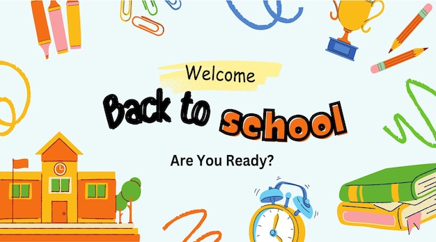 poster con le parole "Ritorno alla scuola"