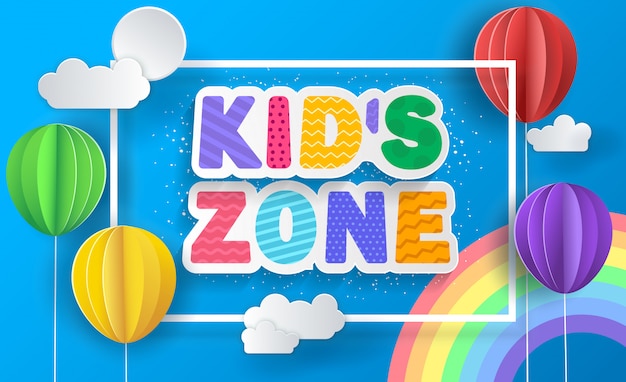 Poster concetto di zona per bambini. Palloncini di carta.