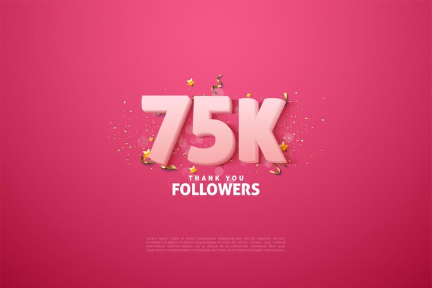 Poster da 75k seguaci con delicati numeri 3d rosa.