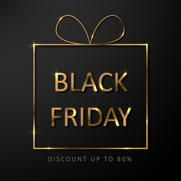 Poster del Black Friday. Sfondo nero con scritte in oro.