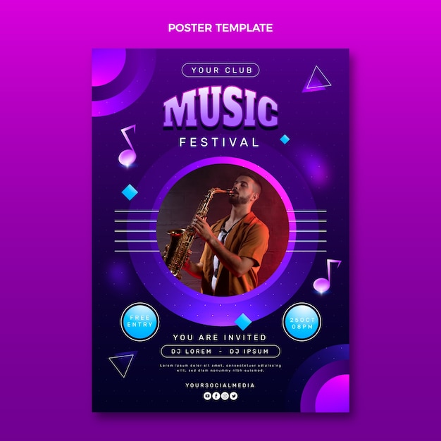 Poster del festival musicale colorato sfumato