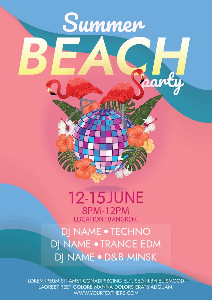 poster del festival musicale festa estiva in spiaggia