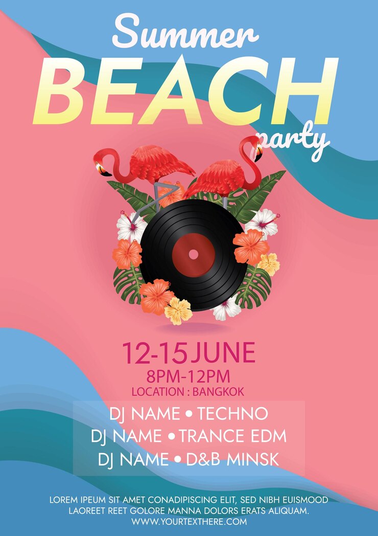 poster del festival musicale festa estiva in spiaggia