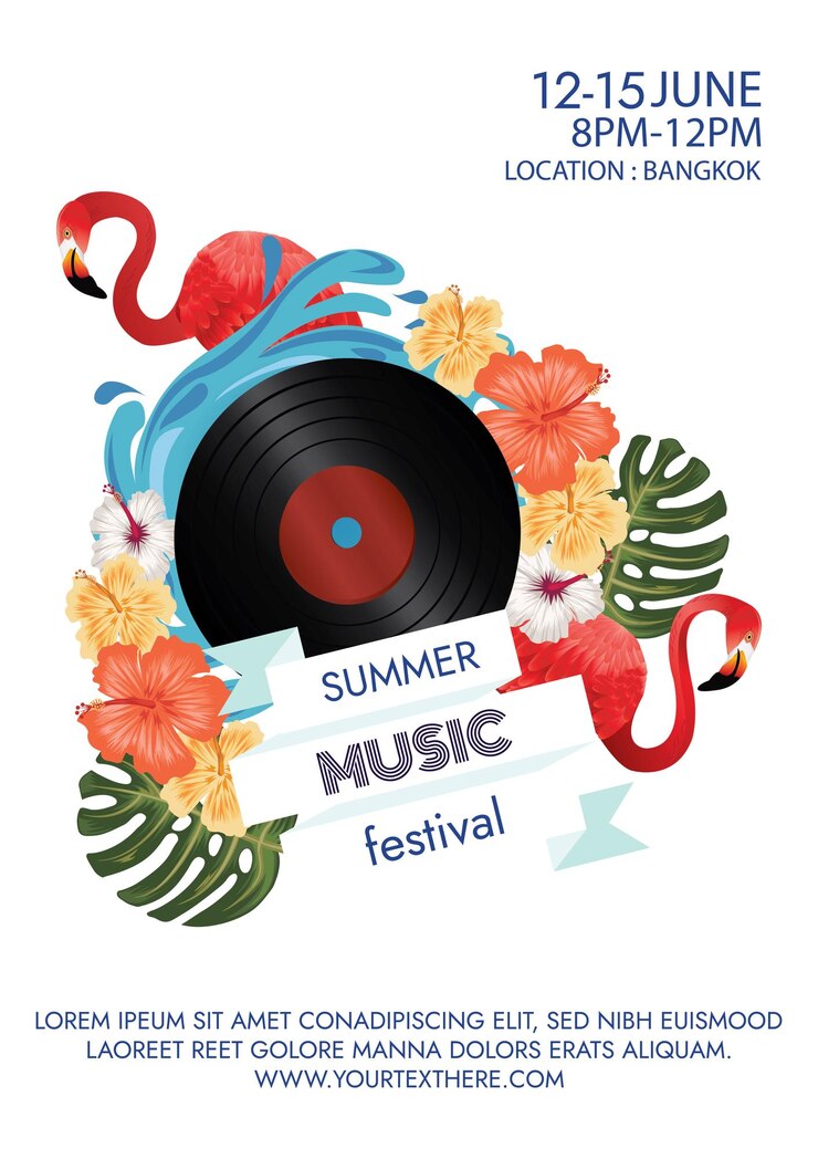 poster del festival musicale festa estiva in spiaggia