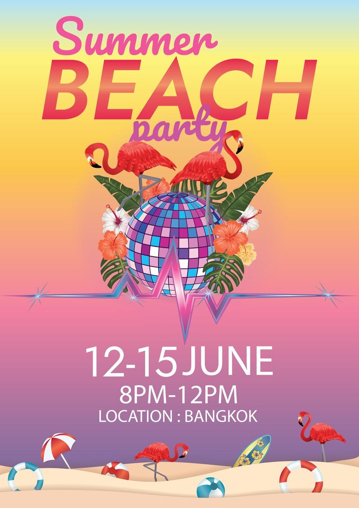 poster del festival musicale festa estiva in spiaggia
