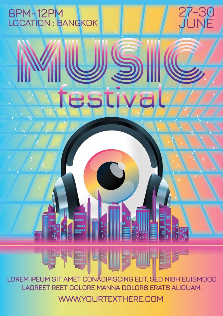 poster del festival musicale per la festa notturna