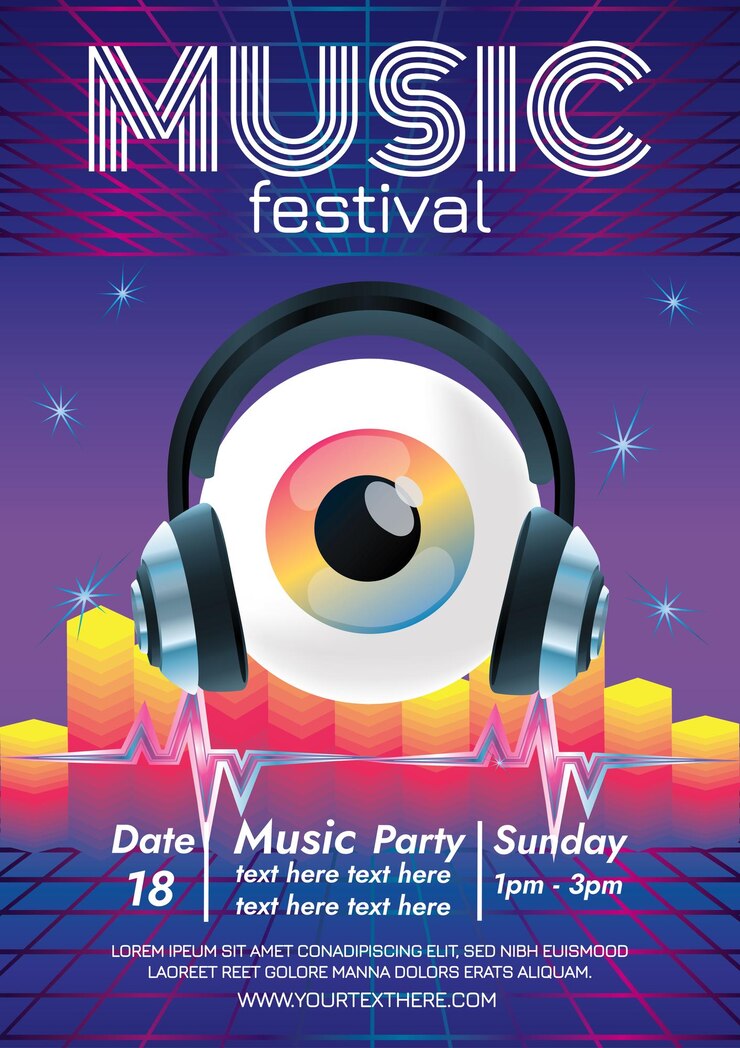 poster del festival musicale per la festa notturna