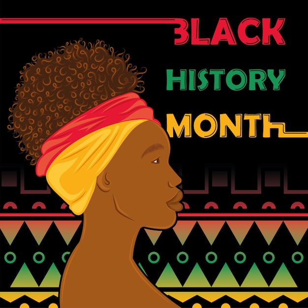 Poster del mese della storia nera, personaggio di ragazza afroamericana, Vector