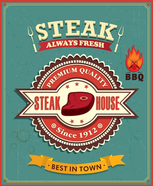 Poster design vintage steak house