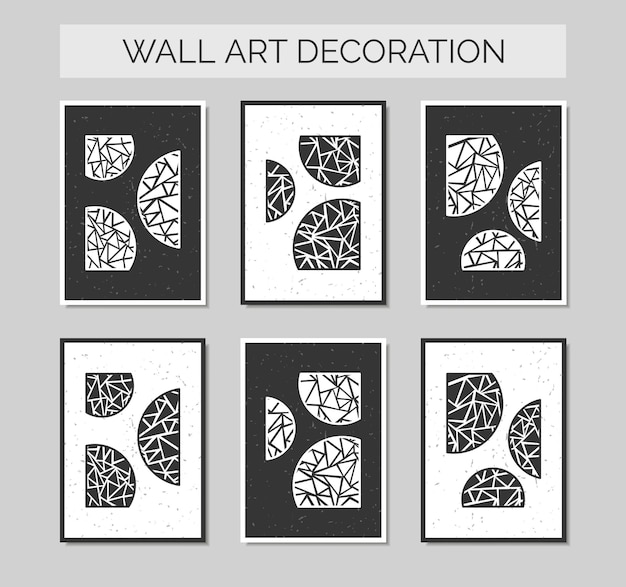 Poster di arte murale moderna e modello di copertina di forme geometriche astratte con elemento di forme boho