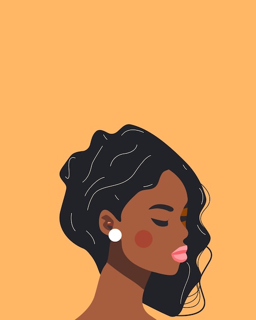 Poster di bella donna afroamericana con sfondo giallo