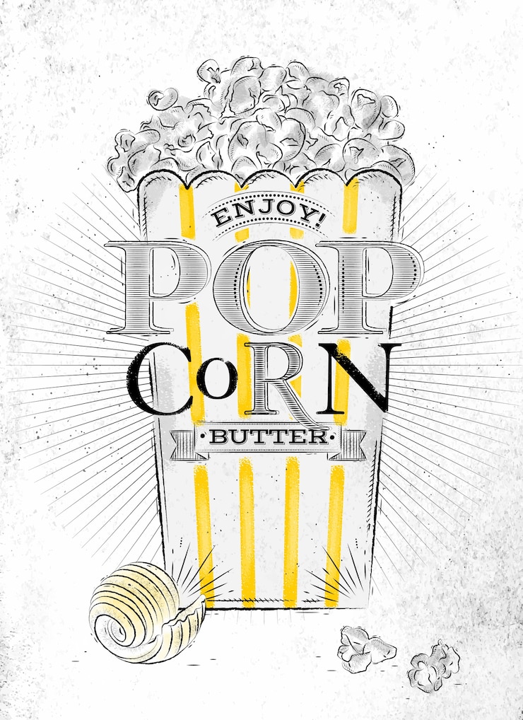 Vettore poster di burro di popcorn