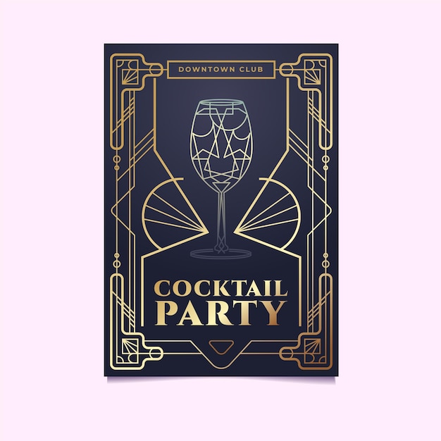 Poster di cocktail party art deco sfumato