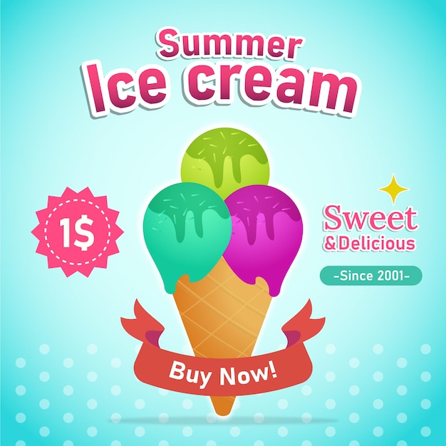 Poster di cono gelato per Instagram Post