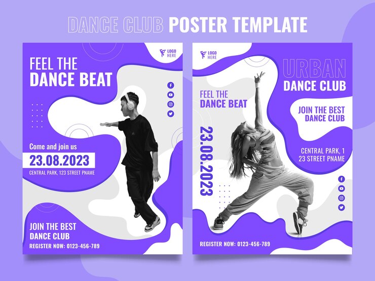 Vettore poster di danza o modello di volantino. allenamento del corpo della classe di ballo