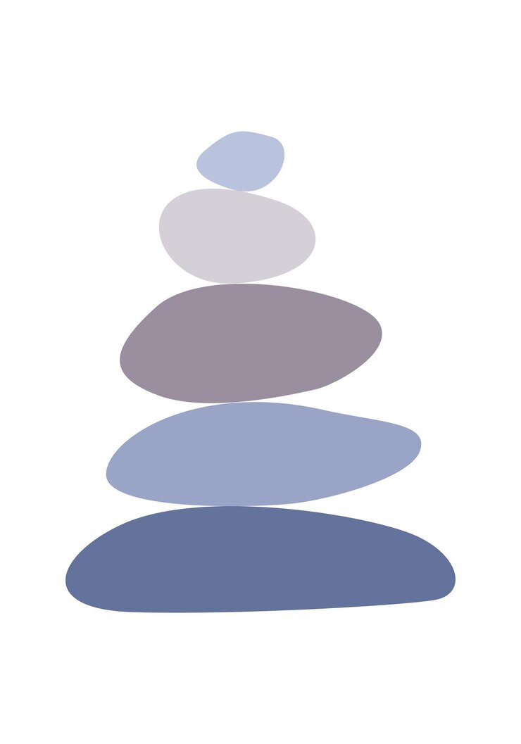 Poster di design di roccia a pila minimalista Silhouette zen di pietra di pietra a bilancio colorato