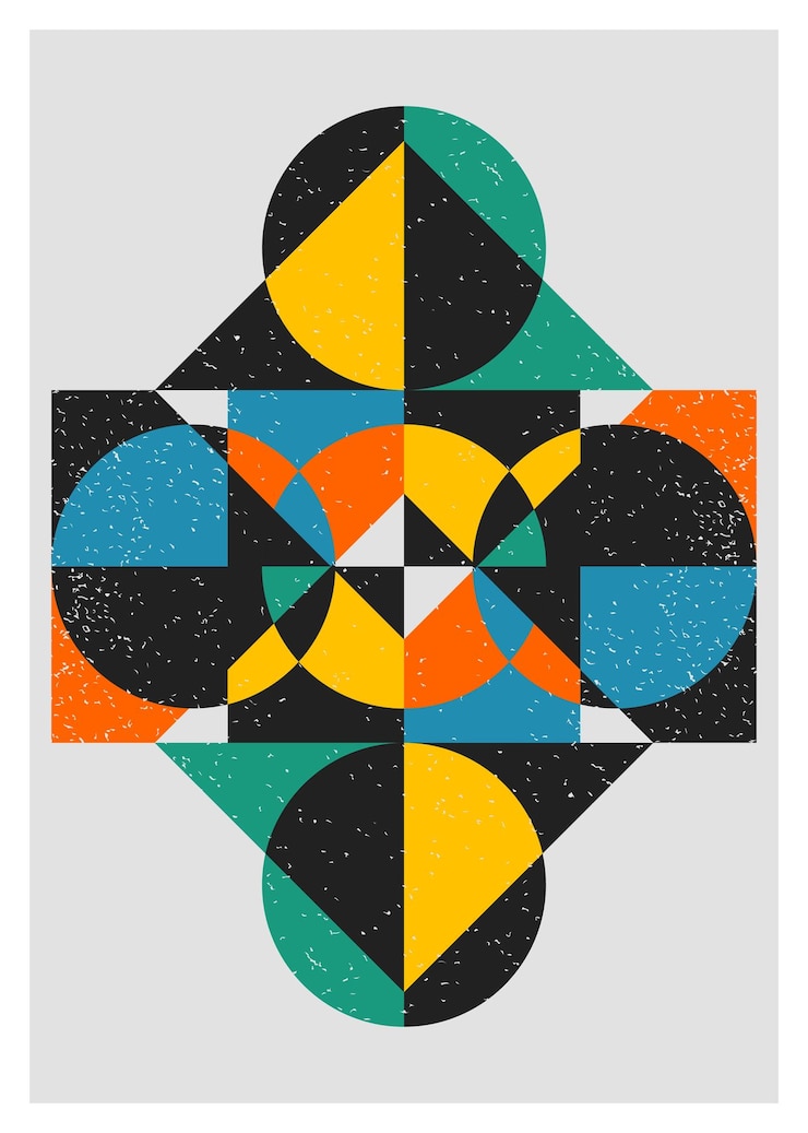 Poster di design geometrico retrò minimale Decorazione murale d'arte contemporanea Forme geometriche sfondo della copertina del poster