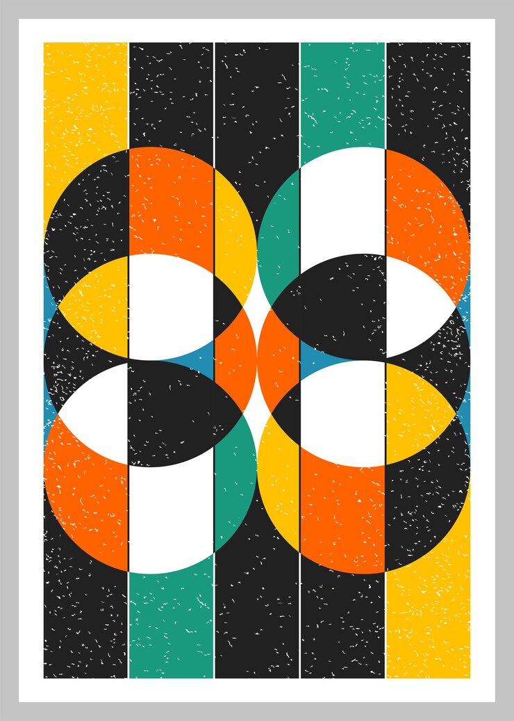Poster di design geometrico retrò minimale Decorazione murale d'arte contemporanea Forme geometriche sfondo della copertina del poster