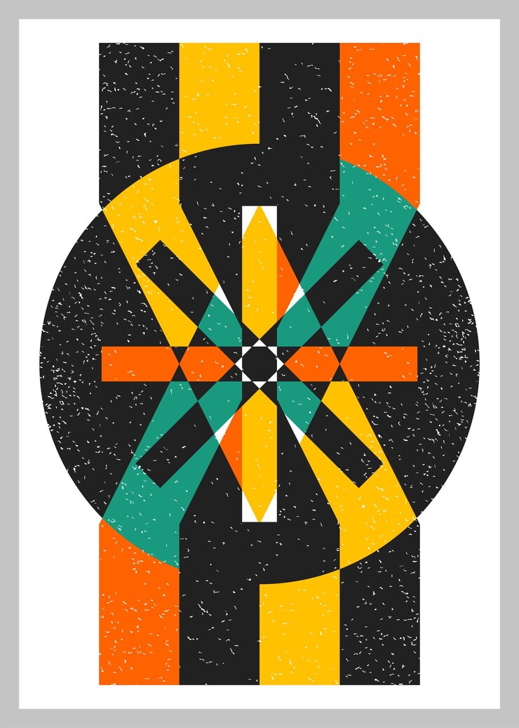 Poster di design geometrico retrò minimale Decorazione murale d'arte contemporanea Forme geometriche sfondo della copertina del poster