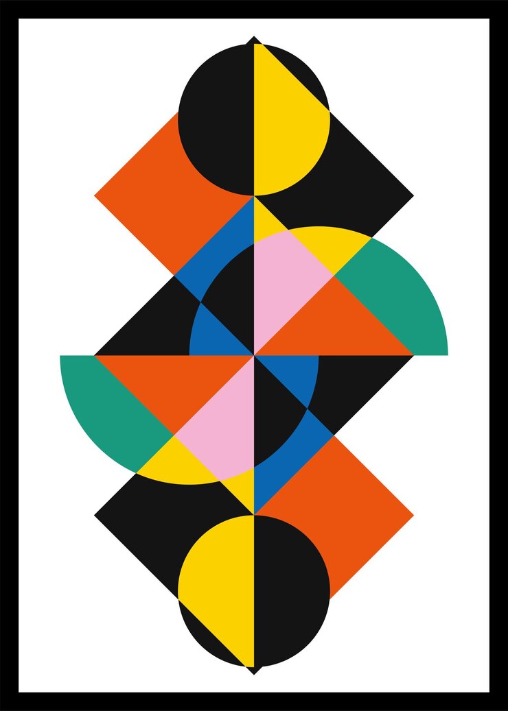 Poster di design geometrico retrò minimale Decorazione murale d'arte contemporanea Forme geometriche sfondo della copertina del poster