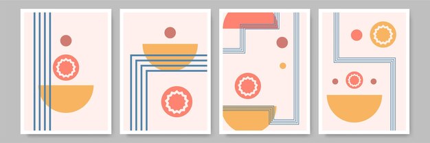 Poster di design semplice astratto colorato piatto Boho geometrico a colori neutri