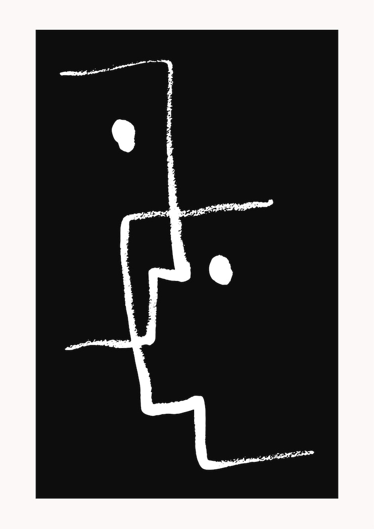 Vettore poster di disegno a inchiostro - illustrazione contemporanea - pittura di ritratti disegnati a mano line-art - minimal