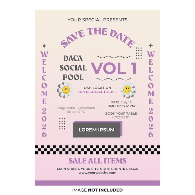 poster di festa retro flat vintage