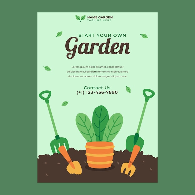 Poster di giardinaggio a trama disegnata a mano