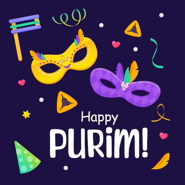 Poster di Happy Purim per banner di festa Festa ebraica Feste e eventi religiosi