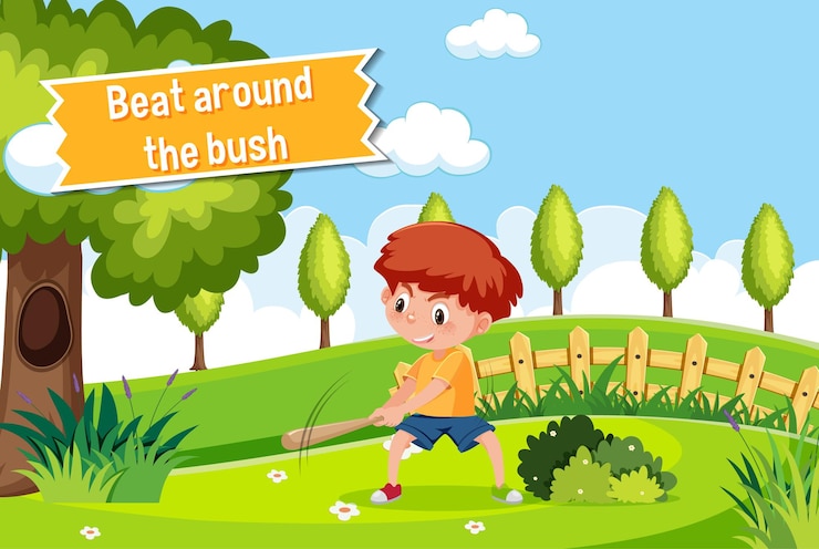 Vettore poster di idioma con beat around the bush