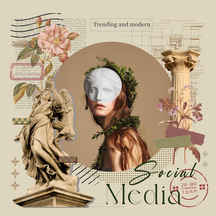 Vettore poster di illustrazione in collage vintage