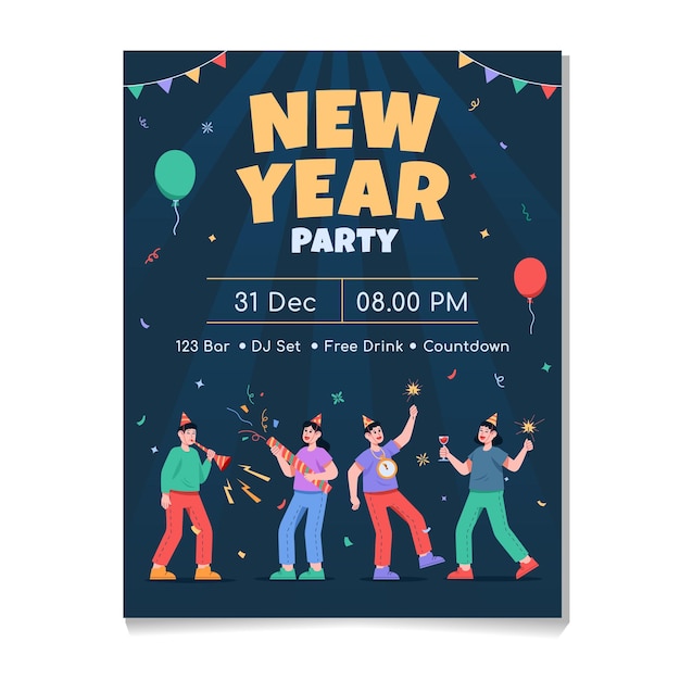 Poster di invito per la festa di Capodanno