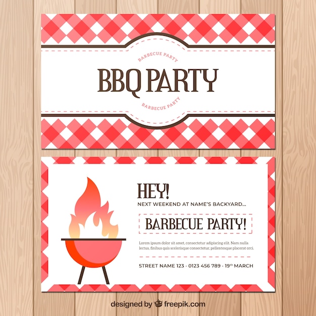 Poster di partito barbecue in design piatto