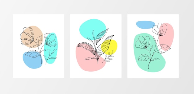 Poster di piante botaniche in stile art line.