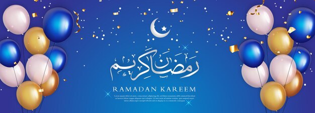 Poster di Ramadan Kareem con luna e stelle