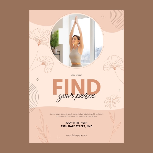 Poster di ritiro yoga disegnato a mano