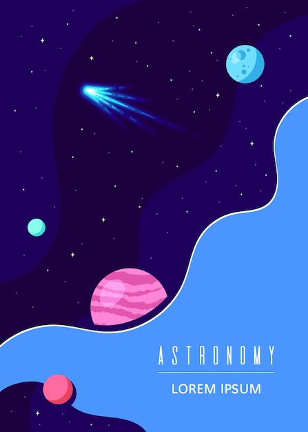 Poster di spazio cosmico, scienza, astronomia e astrofisica