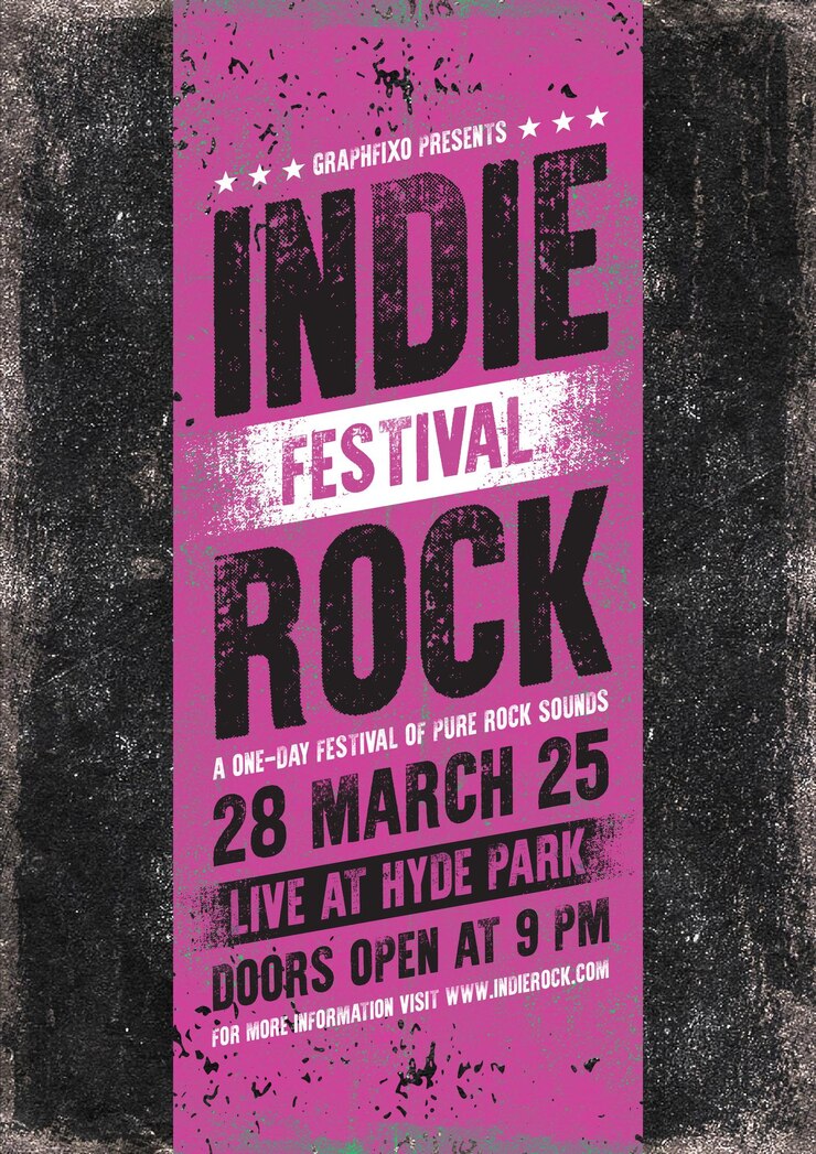 Poster di un concerto di musica indie rock modern grunge minimalista