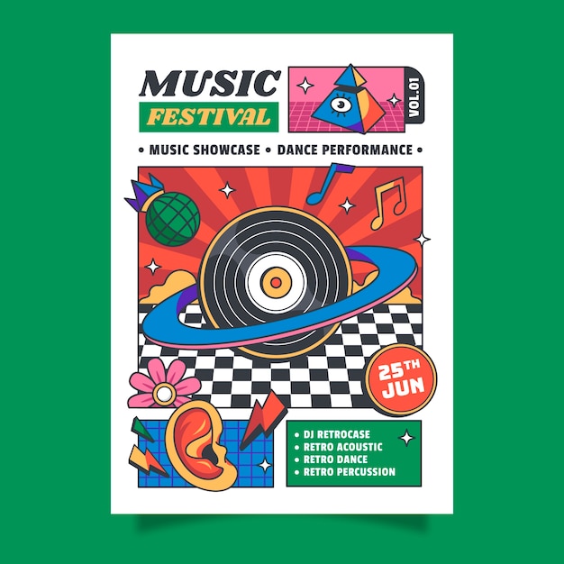 Poster di un festival musicale disegnato a mano